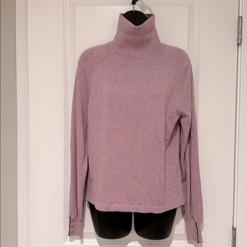 Lilla P Long Sleeved Turtleneck Sweater w/ Snap Button Cuff Detail